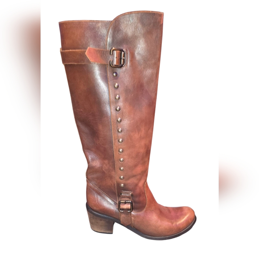 Vera Gomma Cognac Leather Knee-High Boots